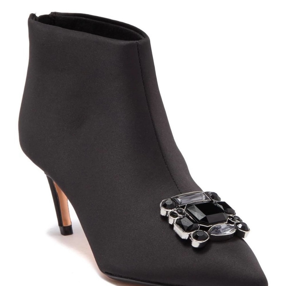 NWT Ted Baker Satin Rhinestone Booties Kitten Heel 7